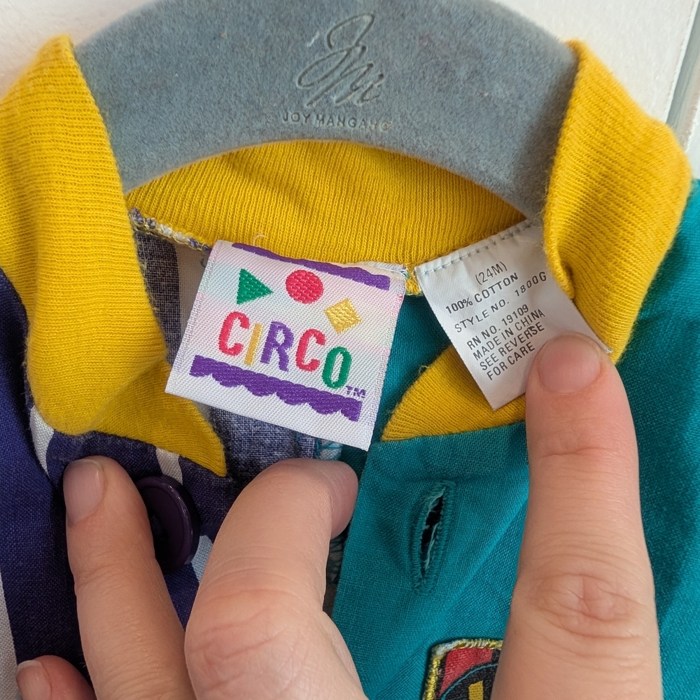 VINTAGE 70s 80s Circo Colorful Retro Striped Kids One Piece Romper Hip-hop 24 Mo - Picture 6 of 8